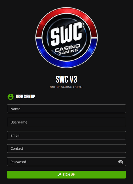 signup page